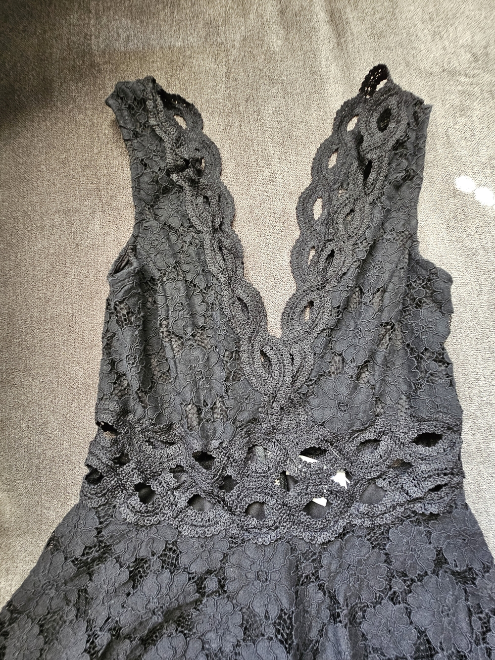 Black Lace Deep V-Neck Dress